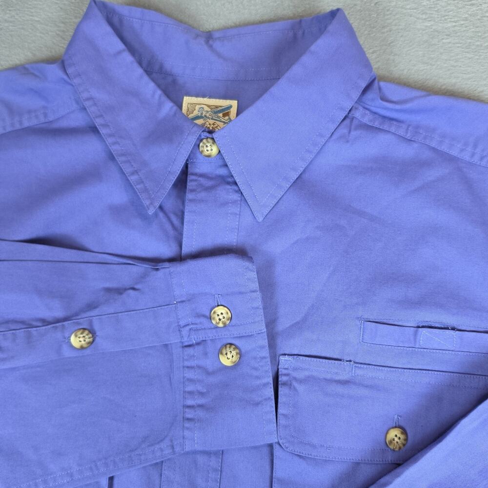 TravelSmith Mens XL Purple Button Up Shirt Cotton Stretch Long Sleeve Pocket